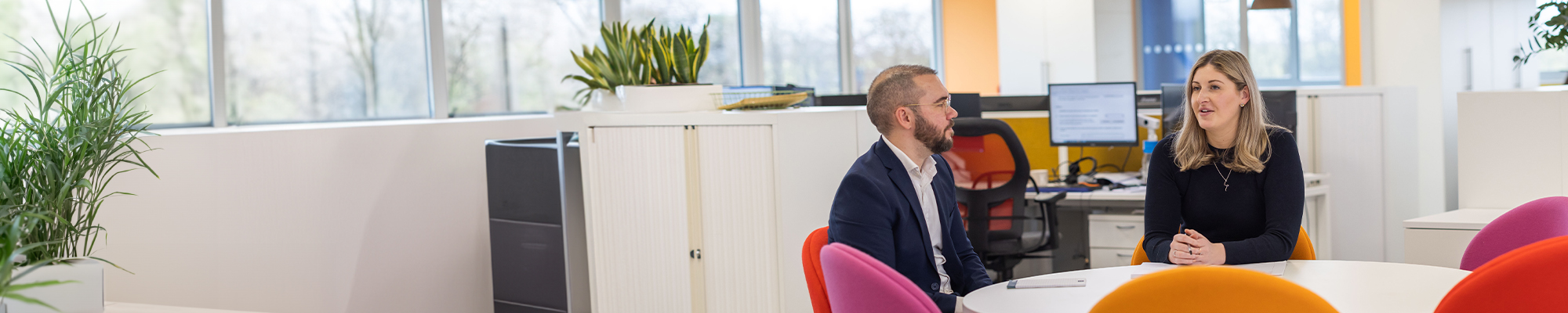 Two people having a mediation discussion